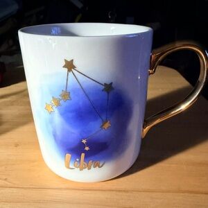 Libra Constellation Ceramic Mug in Blue and Gold
